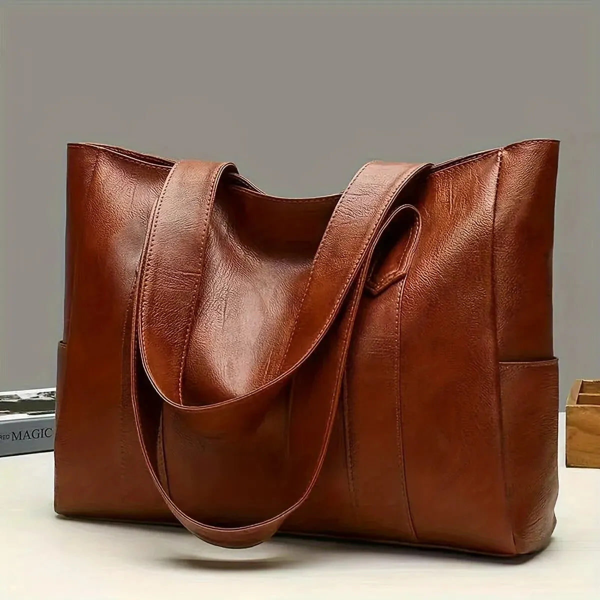 Vintage Vegan Leather Tote