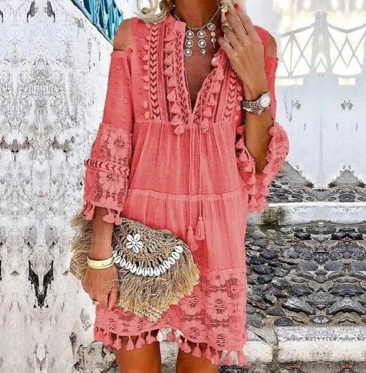 Boho Embroidered Lace Dress