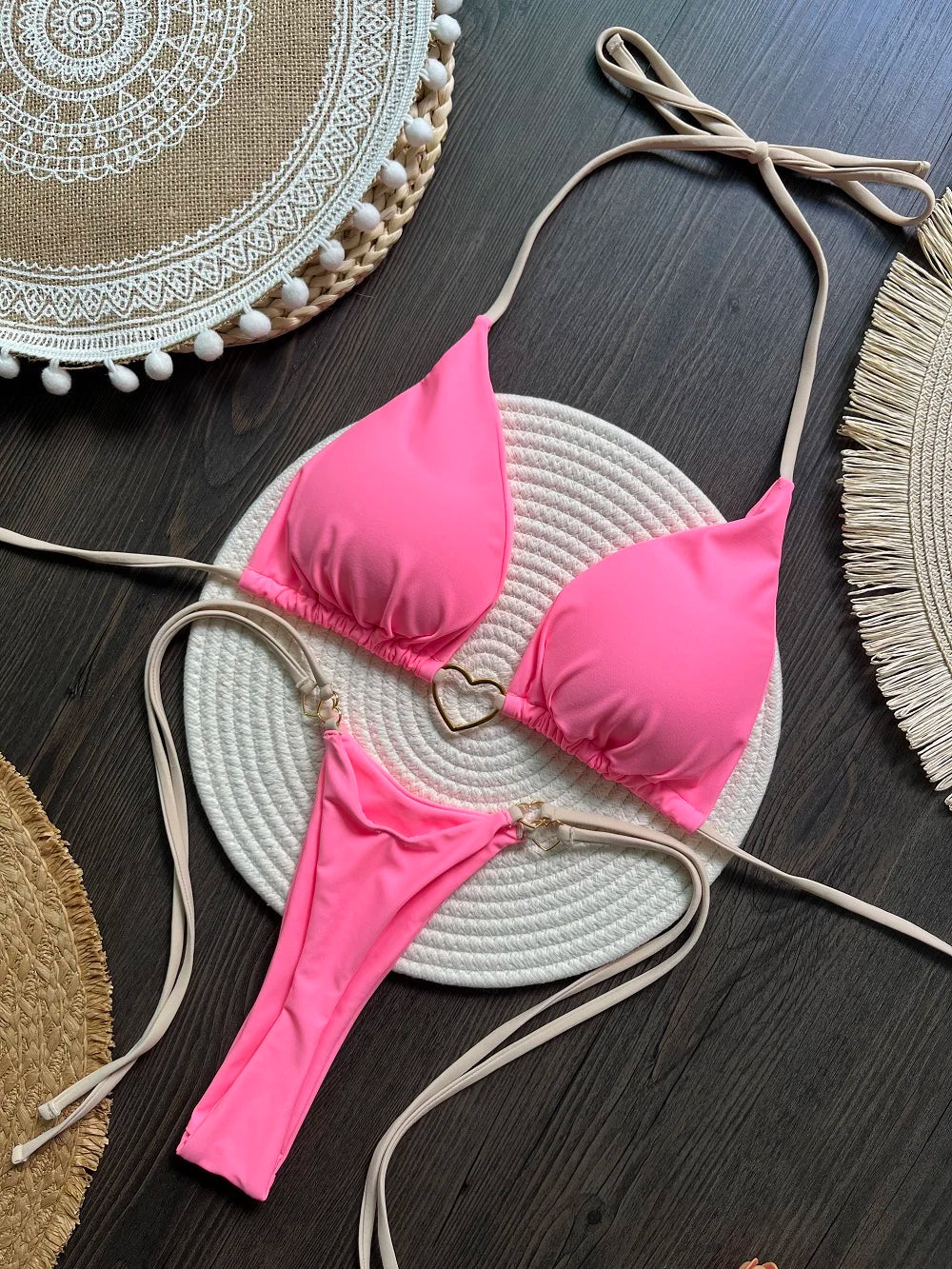 Solid Triangle Thong Swimwear