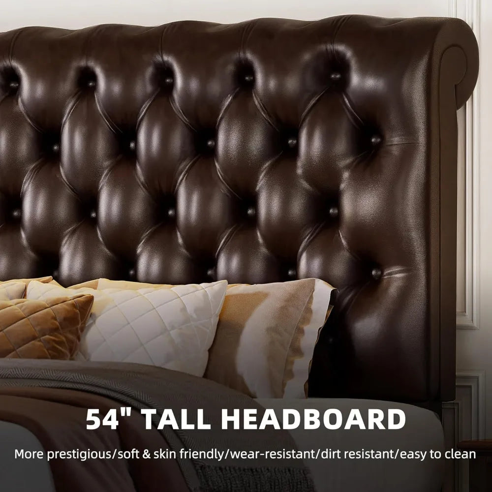 Faux Leather Upholstered Platform Bed