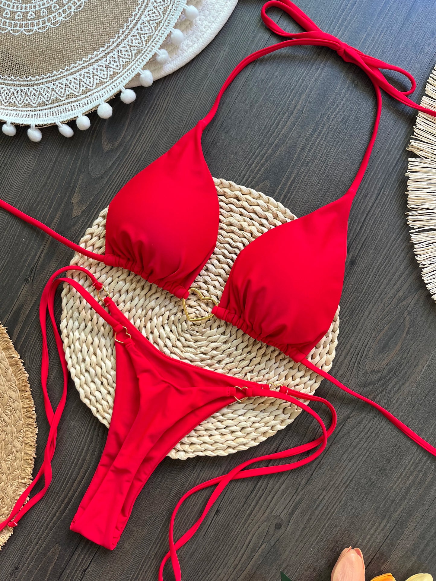 Solid Triangle Thong Swimwear