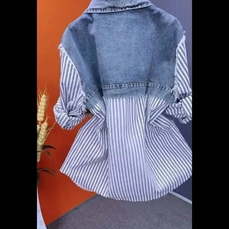 One Piece Denim Jacket & Shirt Combo