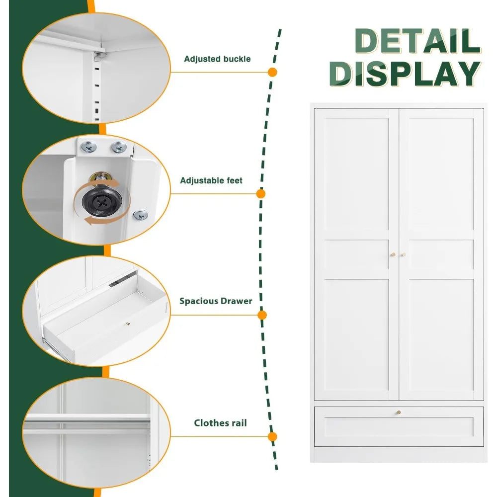 Metal Wardrobe Closet,72" H