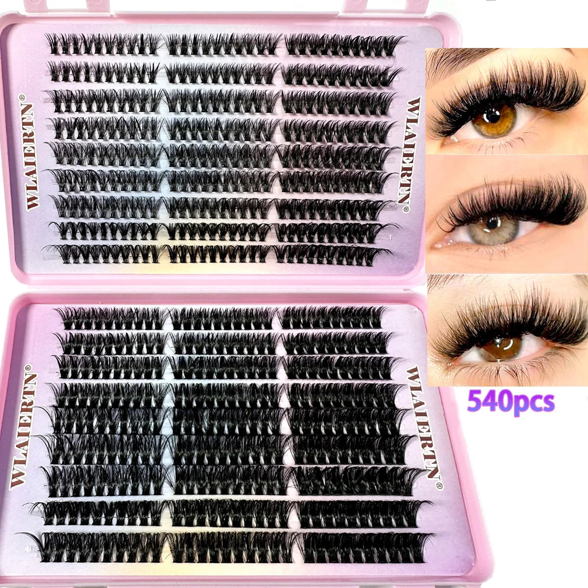Faux Mink Eyelashes 540Cluster C Curled 9-16mm