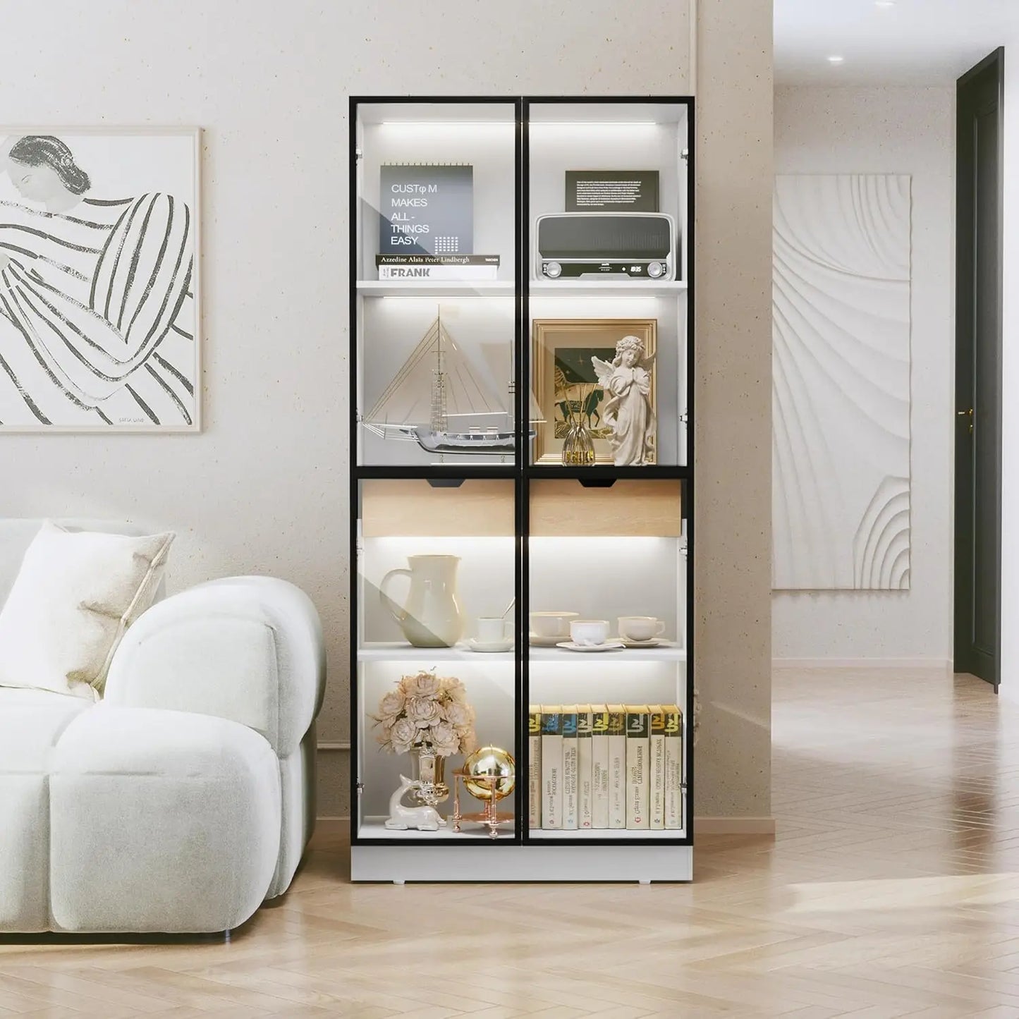 Curio Display Cabinet with Glass Doors