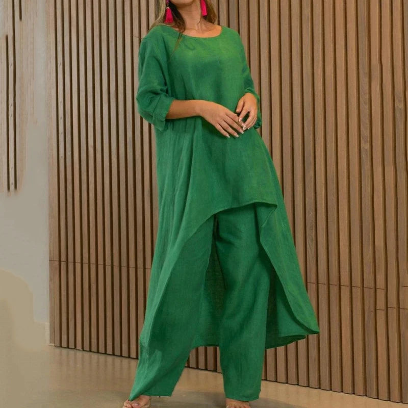 Vibrant Linen Pants Suit
