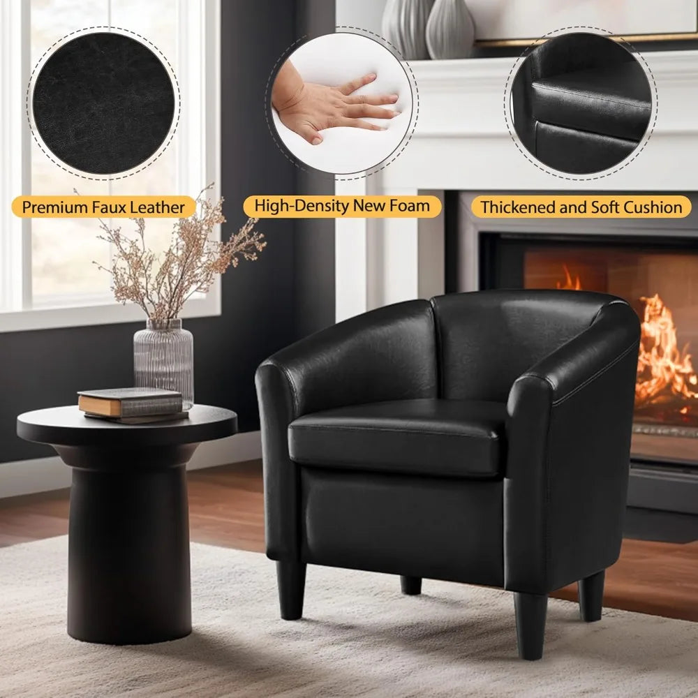 Modern Faux Leather Club Chair
