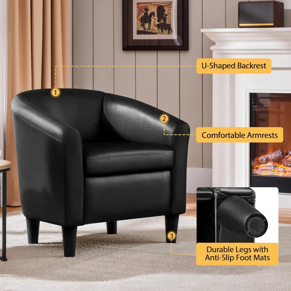 Modern Faux Leather Club Chair