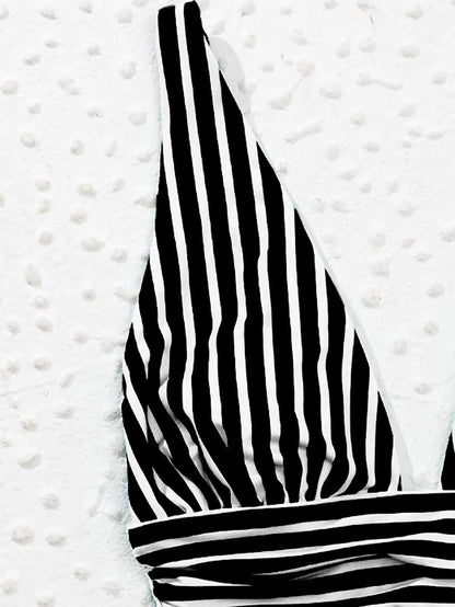 SHEIN Swim Summer Beach Striped Ruched One Piece Swimsuit