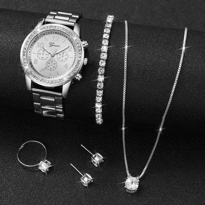 Silver Watch/Jewelry Rhinestone Set