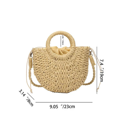 Handwoven Rattan Beach Handbag Large Capacity