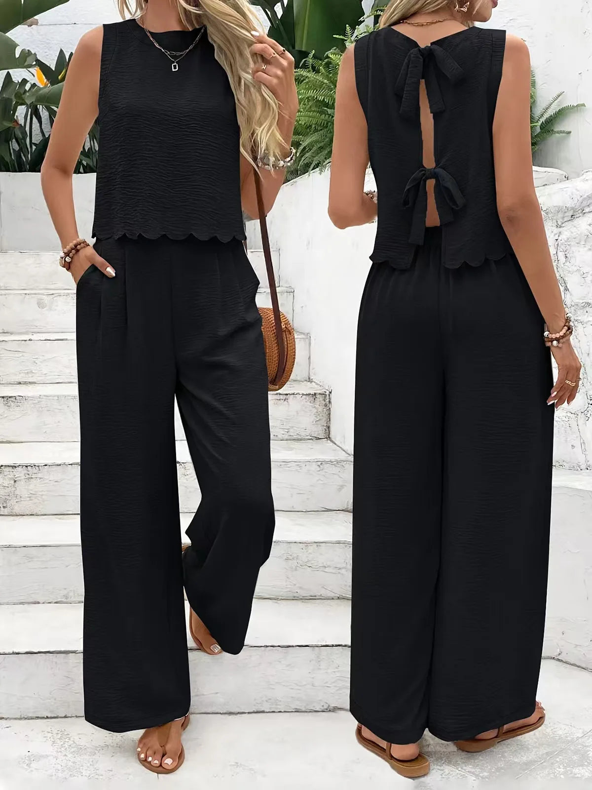 Tie-back Casual Jumpsuit