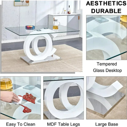 Modern Faux Leather Glass Dining Room Set