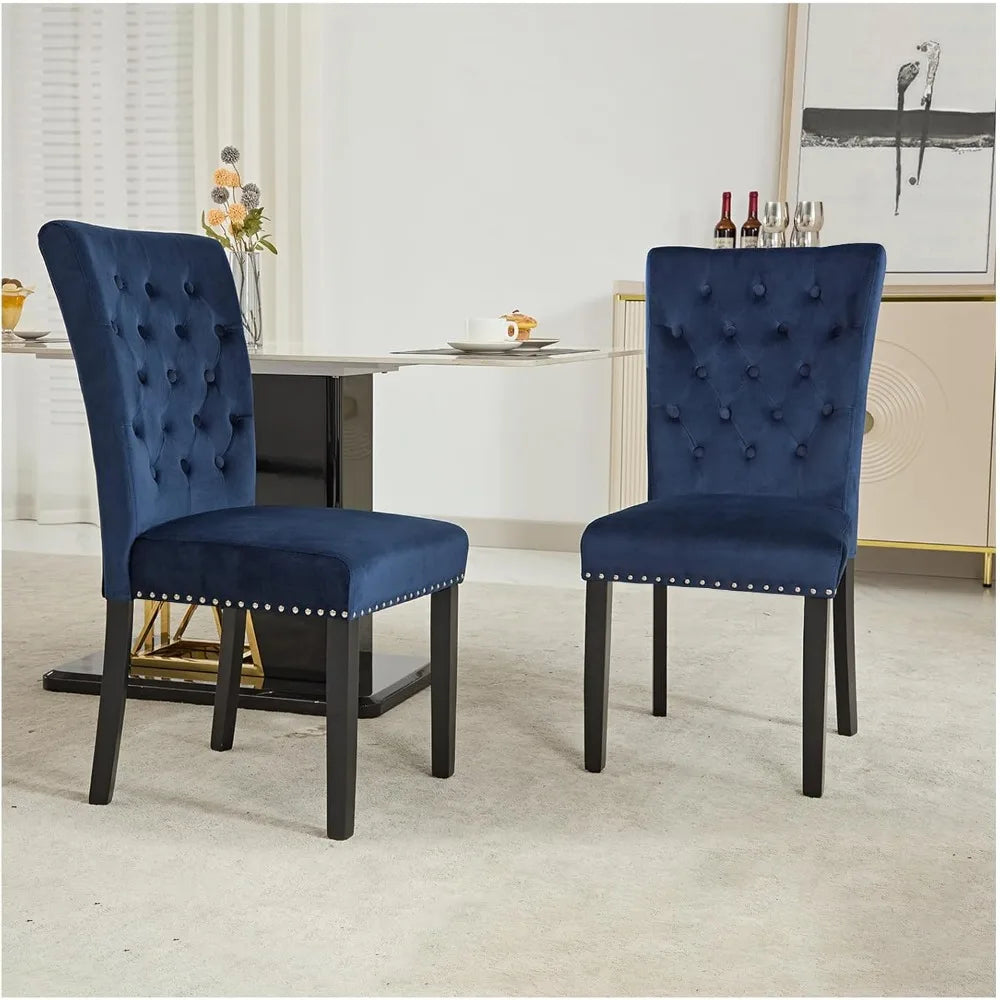 Indigo Blue Velvet Dining Chairs Set of 2