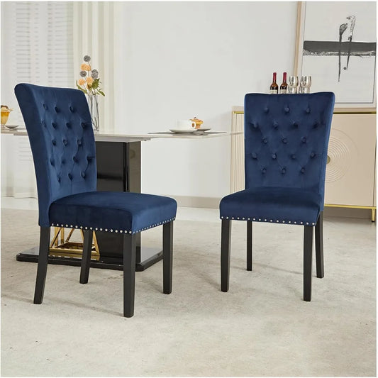 Indigo Blue Velvet Dining Chairs Set of 2