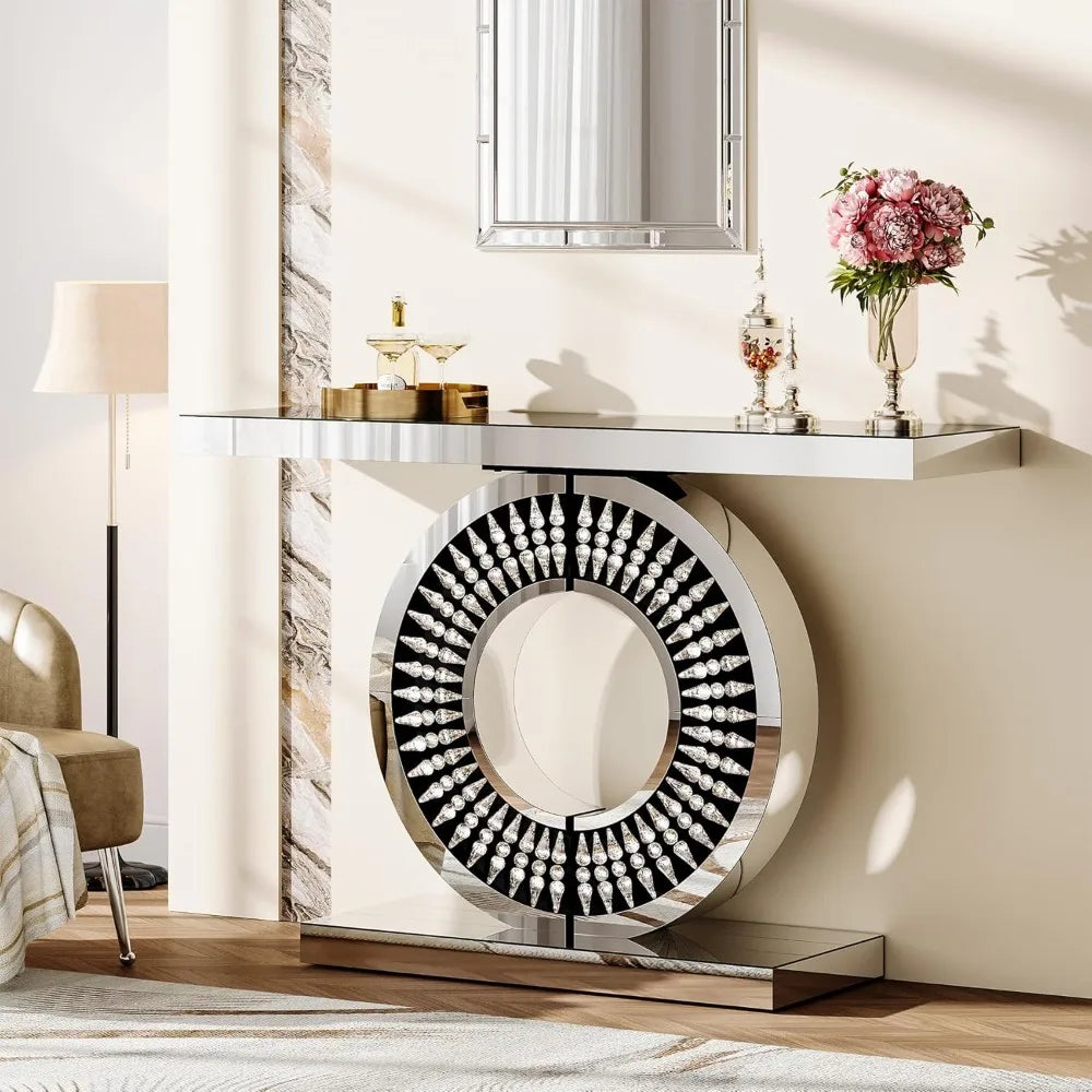 Entryway Table with Sparkling Crystal Inlays