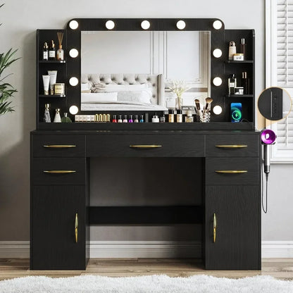 Hollywood Vanity With Large Mirror & Lights