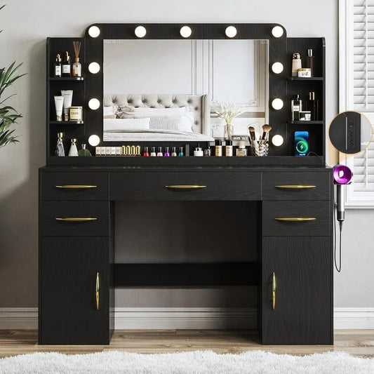 Hollywood Vanity With Large Mirror & Lights