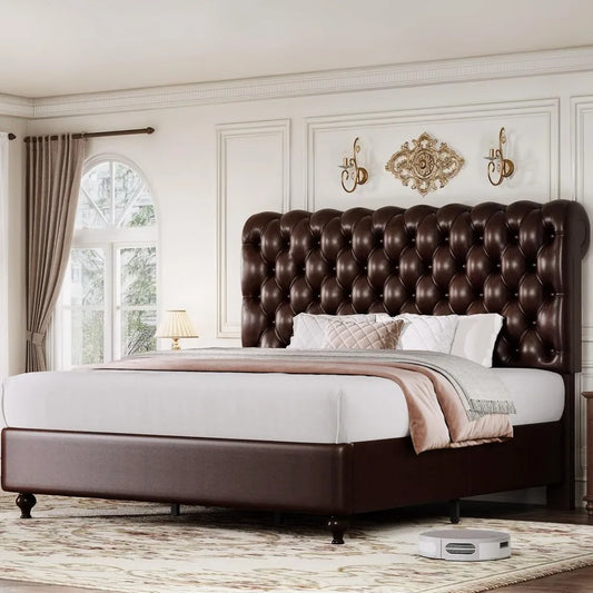 Faux Leather Upholstered Platform Bed