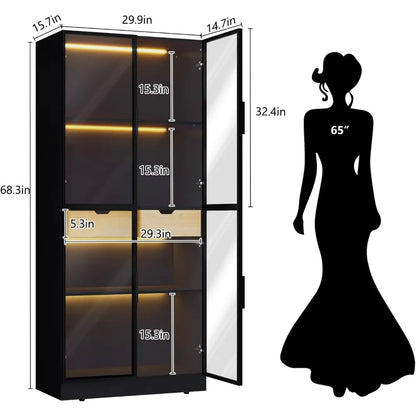 Curio Display Cabinet with Glass Doors