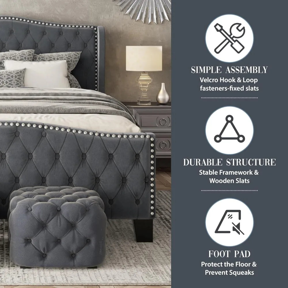 Luxury Tufted King Platform Bed