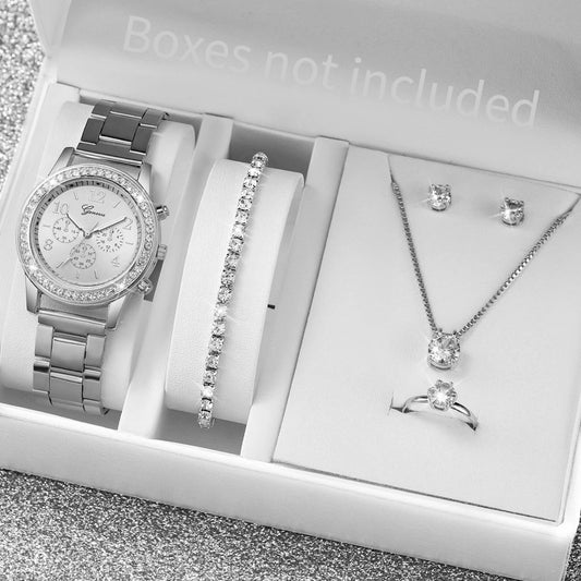 Silver Watch/Jewelry Rhinestone Set