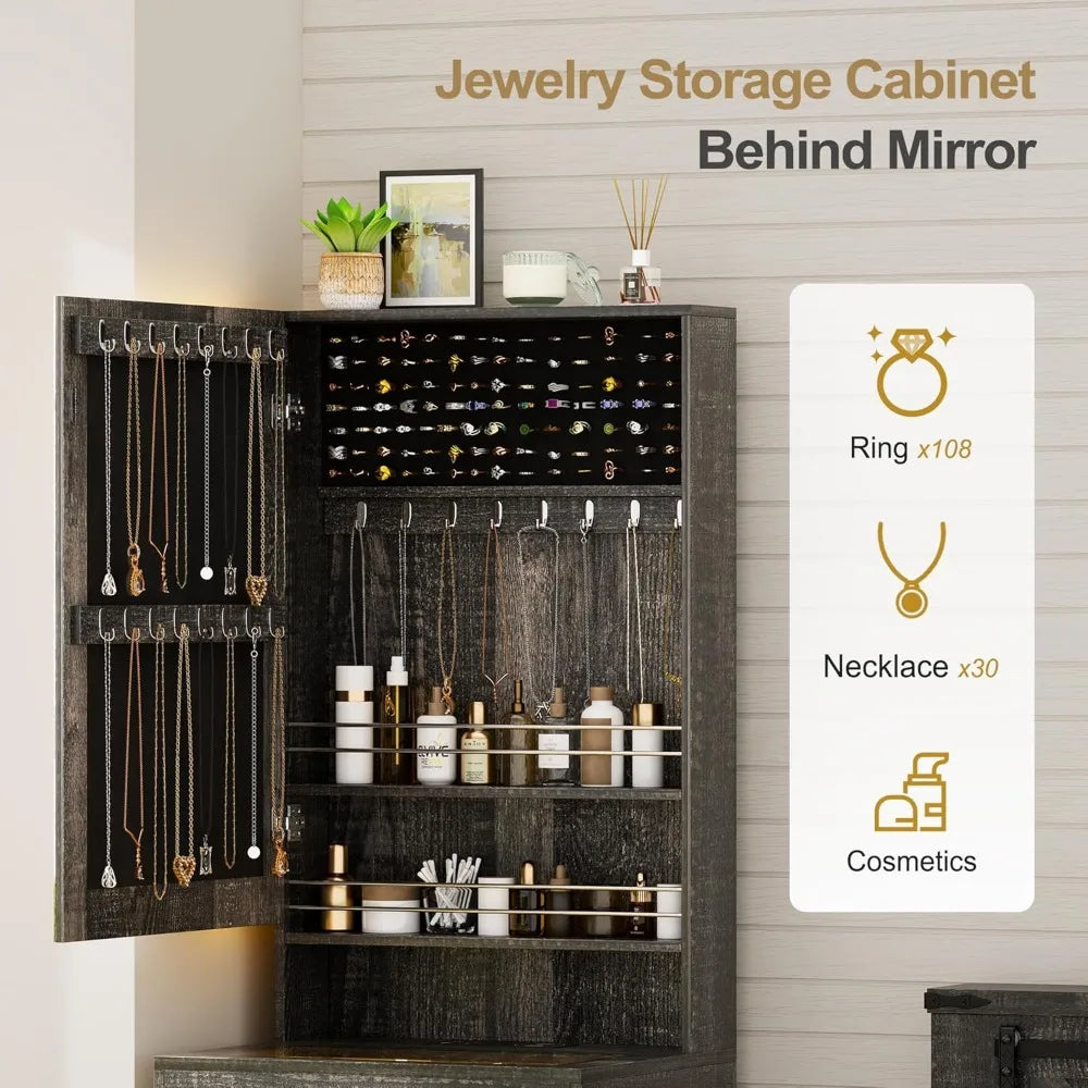 Mirrored  Glass Top Vanity with Jewelry Storage & Lights