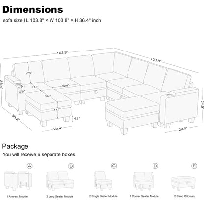 Modular Sectional Sofa with Storage