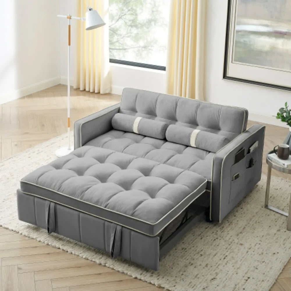 Modern Velvet Sleeper Sofa With USB