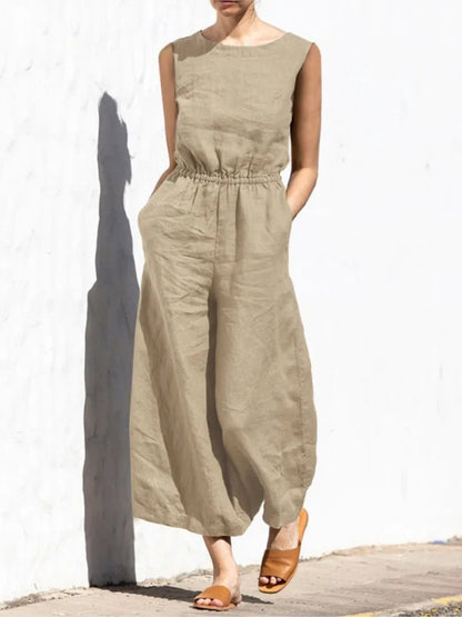 Linen Sleeveless Jumpsuit