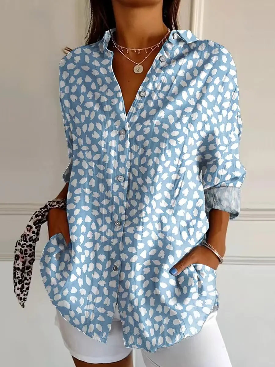 Chic Printed Button Down Blouse