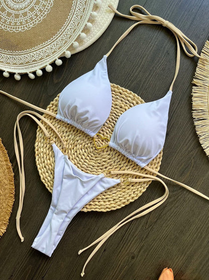 Solid Triangle Thong Swimwear