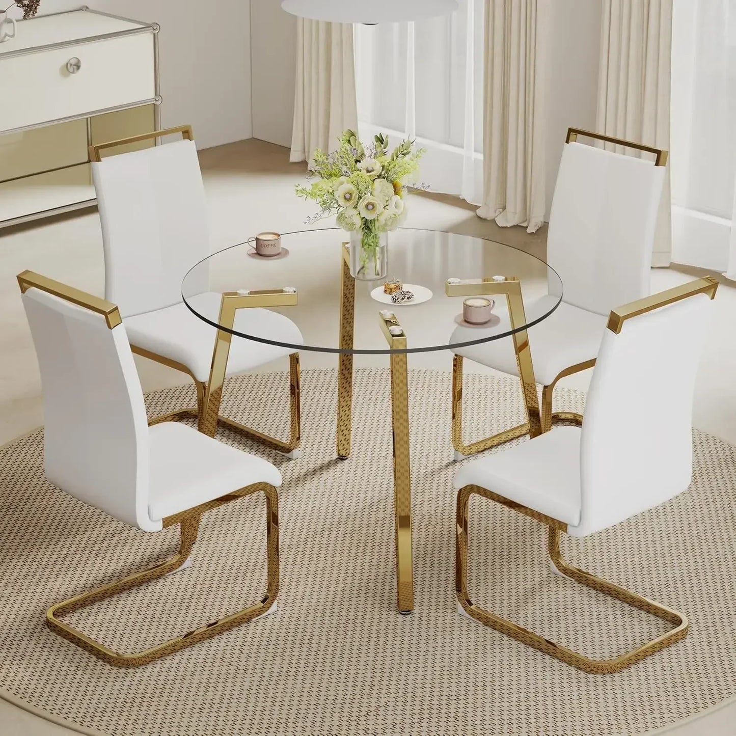 City Chic 42” Round Dining Table Set for 4,