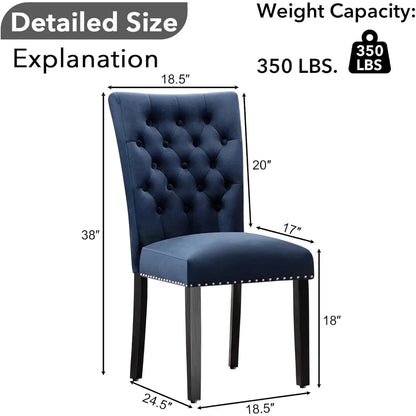 Indigo Blue Velvet Dining Chairs Set of 2