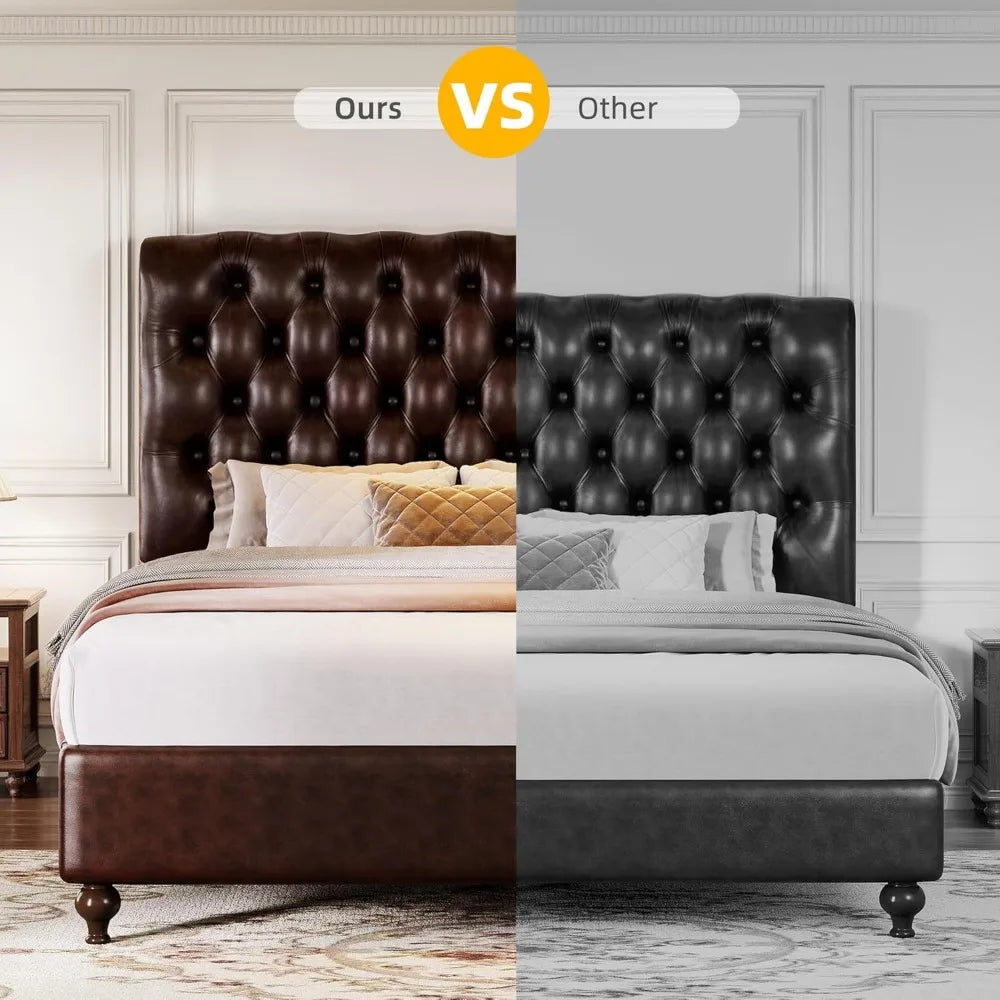Faux Leather Upholstered Platform Bed