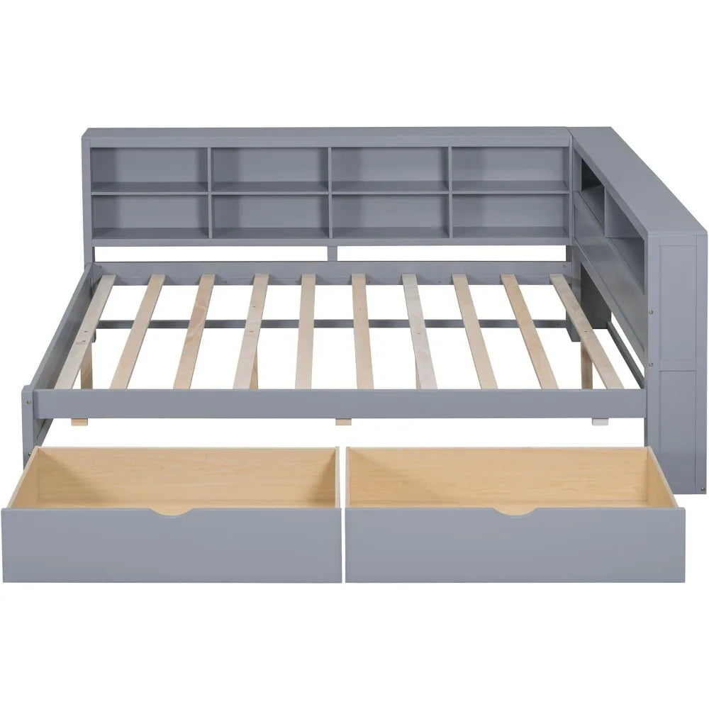 Space Saving Full Size Daybed With Bookcase & Charging Station