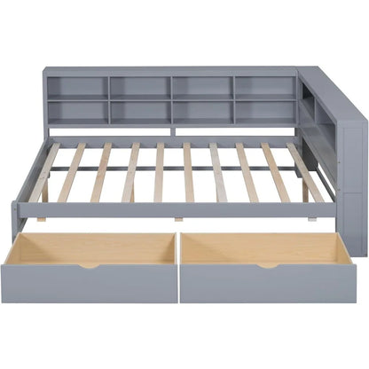 Space Saving Full Size Daybed With Bookcase & Charging Station
