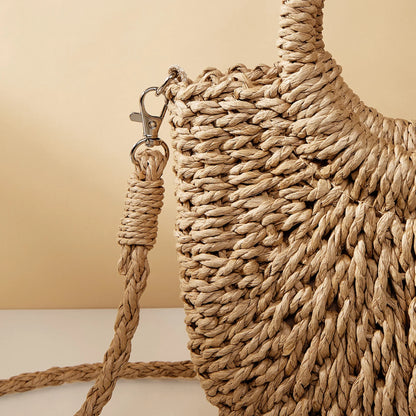 Handwoven Rattan Beach Handbag Large Capacity