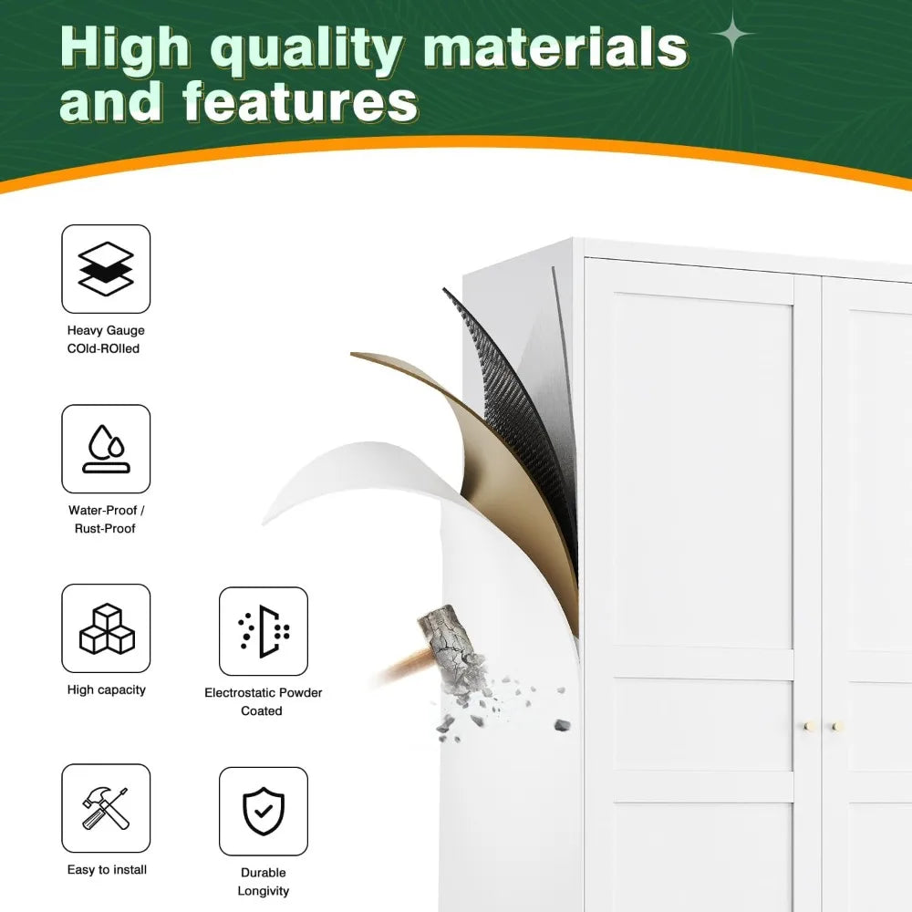 Metal Wardrobe Closet,72" H
