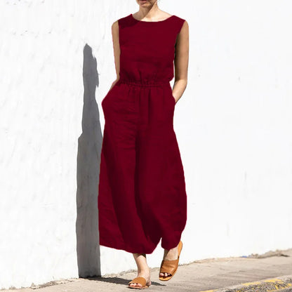 Linen Sleeveless Jumpsuit