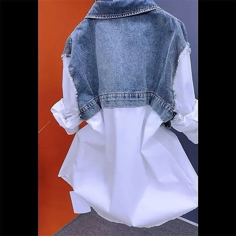 One Piece Denim Jacket & Shirt Combo