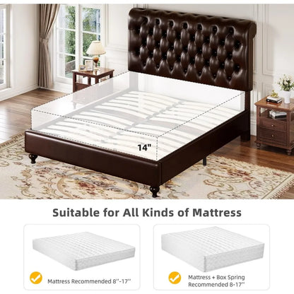 Faux Leather Upholstered Platform Bed