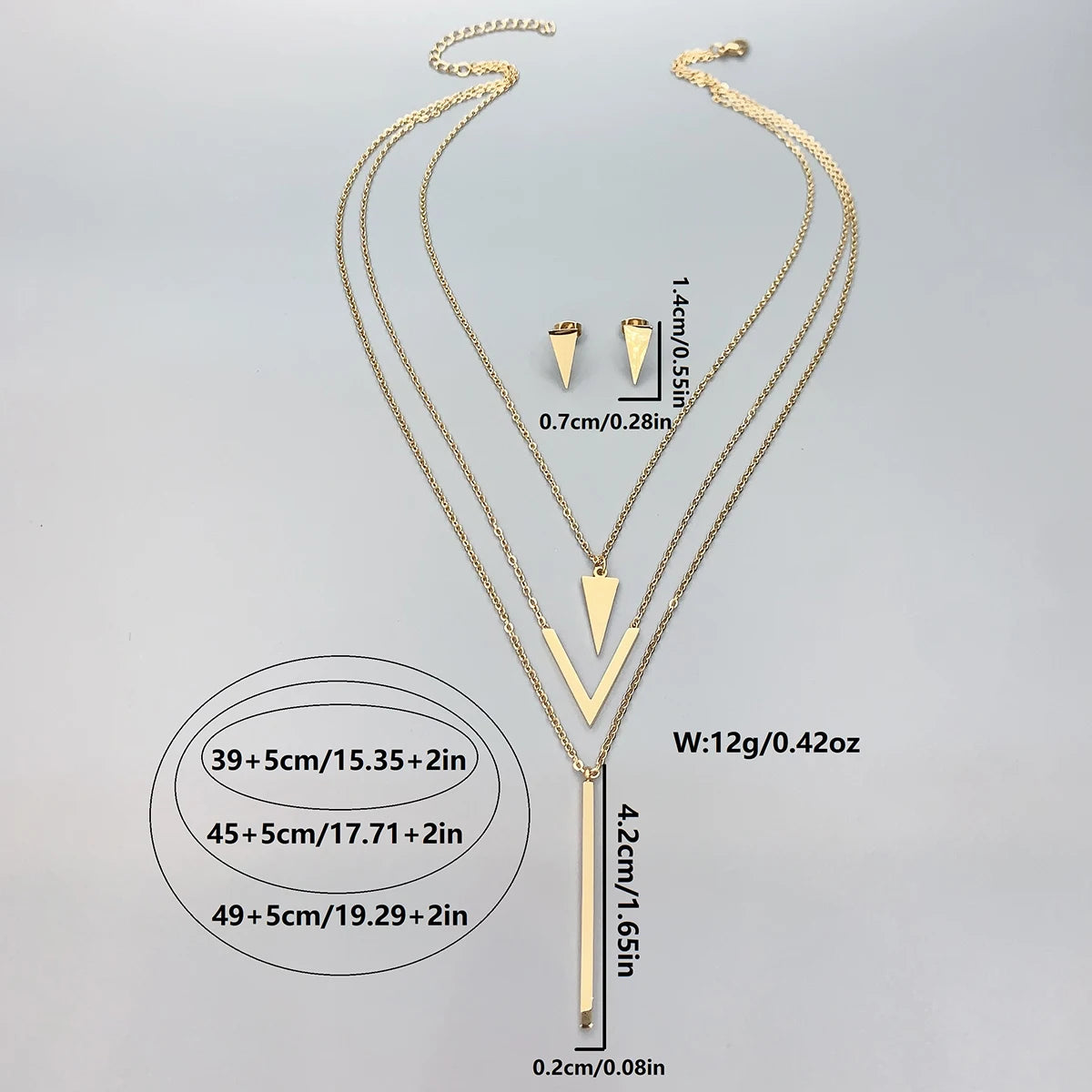 Geometric Pendant Multi-Layer Necklace Set