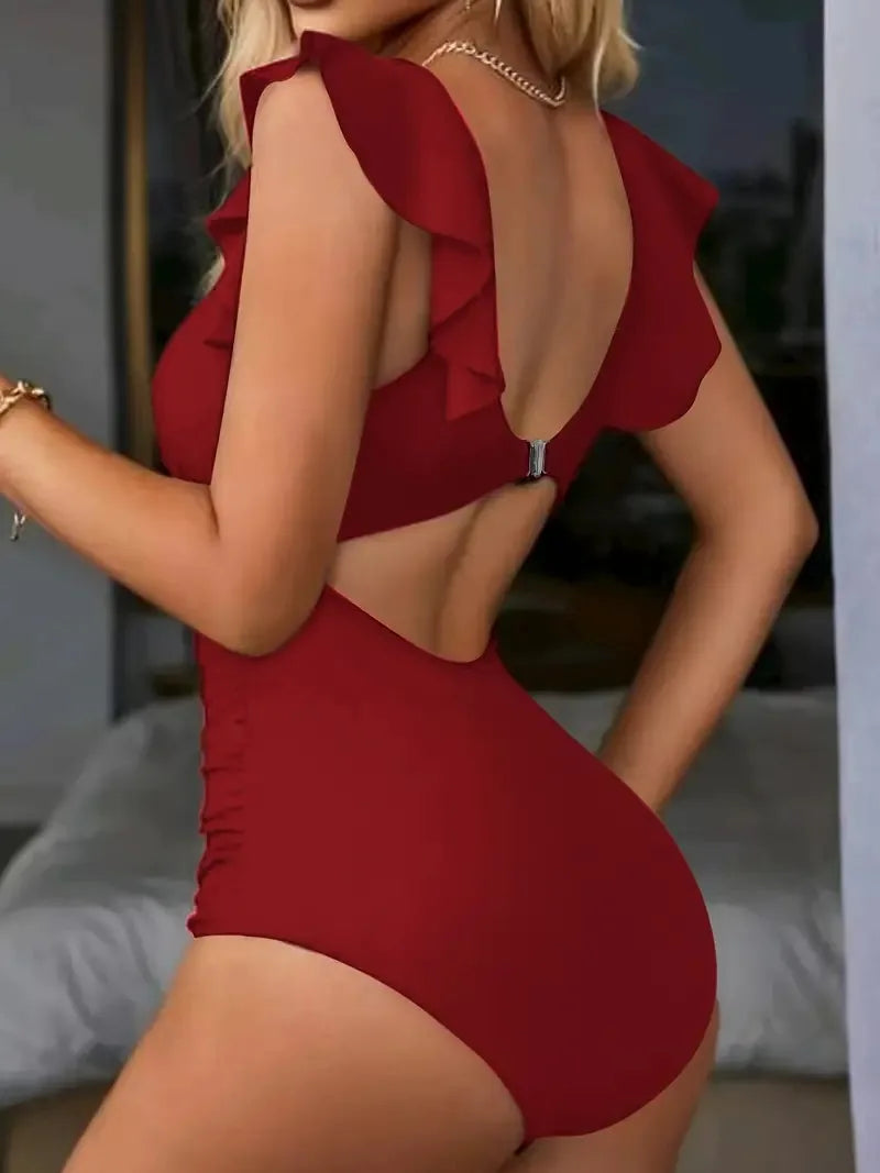 Ruffle Sleeved Swimsuit