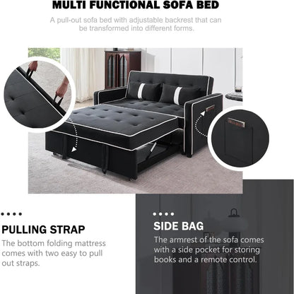 2 PC Pull Out Sofa Bed with Adjustable Backrest
