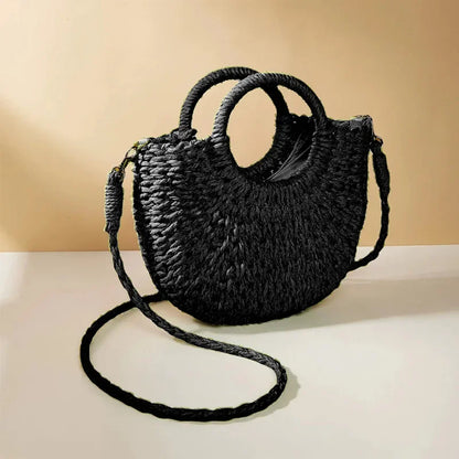 Handwoven Rattan Beach Handbag Large Capacity
