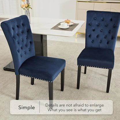 Indigo Blue Velvet Dining Chairs Set of 2