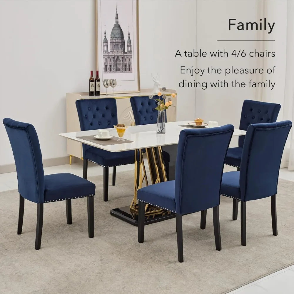 Indigo Blue Velvet Dining Chairs Set of 2