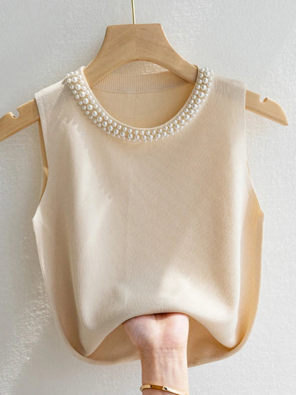 Beaded Collar Sweater Tank