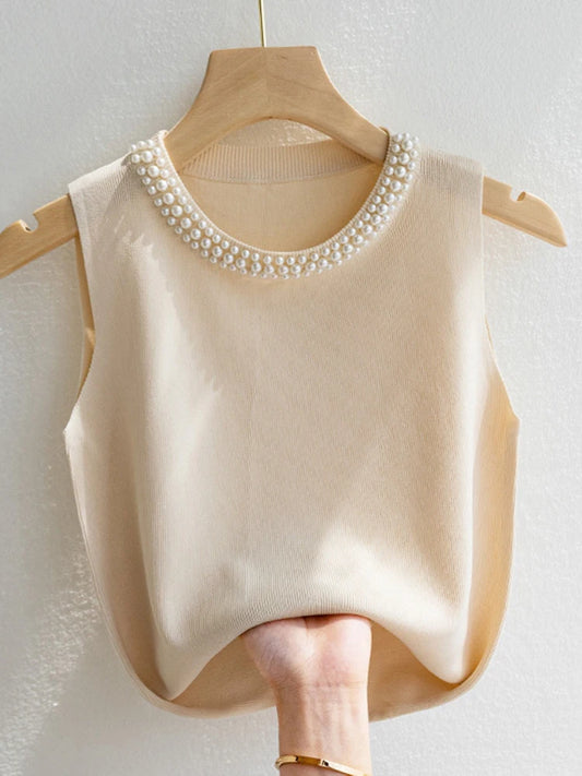 Beaded Collar Sweater Tank